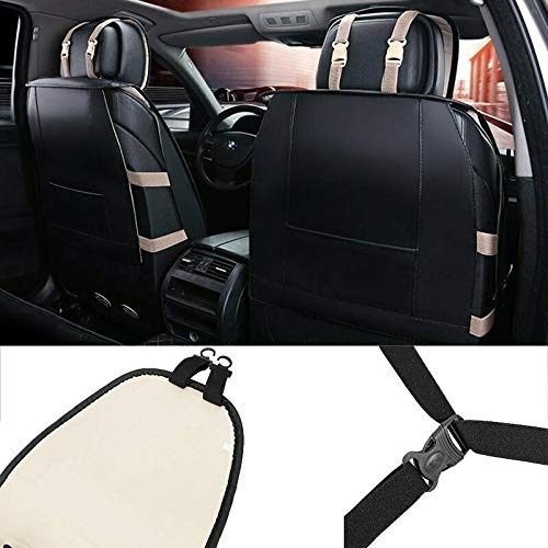 Universal PU Leather Car Seat Cover Full Set 5-Seat Front&Rear Cushions Full Seat with Pillows Fit for SUV Truck Van Year Round Use (Black/White Line) - color: Black/White Line