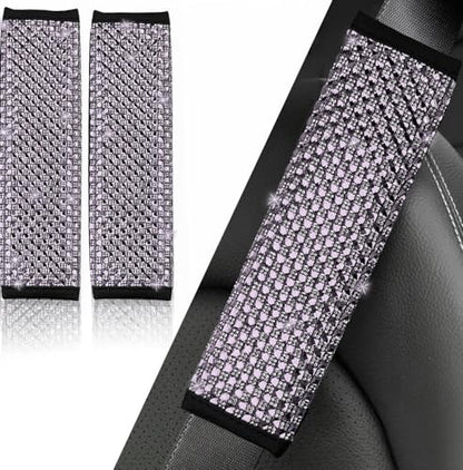NBTEPEM 2 Pack Bling Car Seat Belt Covers, Diamond Seatbelt Shoulder Protection, Rhinestones Seat Belt Strap Cover Shoulder Pad, Universal Car Interior Accessories Fit for Car/Truck/SUV(Light Purple) - color: Purple