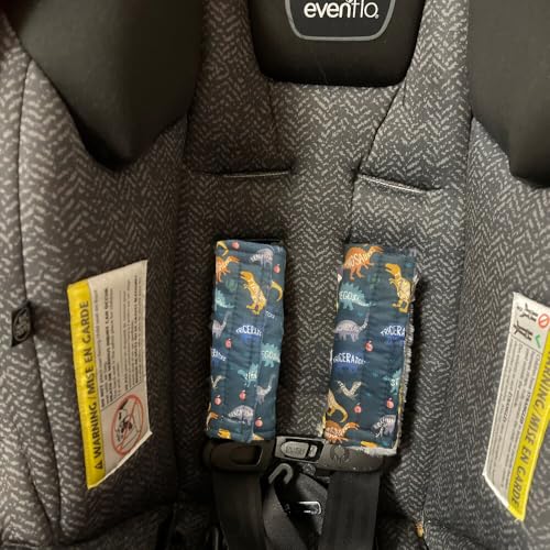 Baby Car Seat Neck Cover, Car Seat Strap Cover, Seat Belt Cushions Pads, Shoulder Strap Protectors, Reversible Pram Harness Covers in Minky Dinosaur, Baby Neck Pad Protector - color: Name of dinosaur