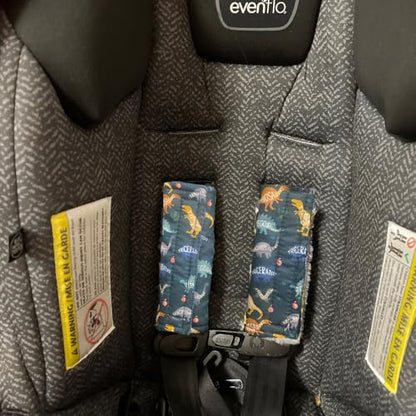 Baby Car Seat Neck Cover, Car Seat Strap Cover, Seat Belt Cushions Pads, Shoulder Strap Protectors, Reversible Pram Harness Covers in Minky Dinosaur, Baby Neck Pad Protector - color: Name of dinosaur