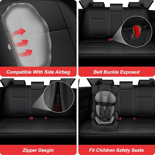 TTX LIGHTING Custom Fit for Toyota Camry Car Seat Covers 2012 2013 2014 2015 2016 2017 Full Set Waterproof Faux Leather Airbag Compatible Black - size: 4.Camry 2012-2017 5 Seat Full Set