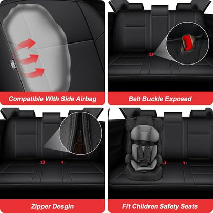TTX LIGHTING Custom Fit for Toyota Camry Car Seat Covers 2012 2013 2014 2015 2016 2017 Full Set Waterproof Faux Leather Airbag Compatible Black - size: 4.Camry 2012-2017 5 Seat Full Set