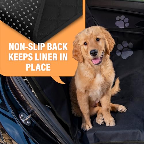 Waterproof Hammock Standard Car Seat Cover, Fits Sedans Hatchbacks Crossovers Coupes Compact Vehicles, Secure Convertible Travel Bed Protects Backseat Cargo from Dogs, Black w/Blue Trim - color: Blue, size: Standard