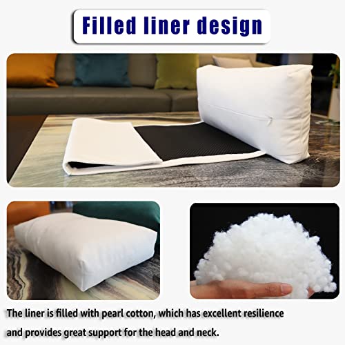 Velvet Recliner Head Pillow with Non-Slip Base - Adjustable Neck Support for Pain Relief in Home, Office and Travel (Nature White) - color: Nature White