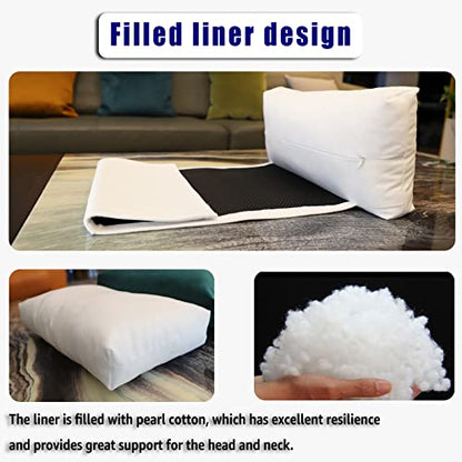 Velvet Recliner Head Pillow with Non-Slip Base - Adjustable Neck Support for Pain Relief in Home, Office and Travel (Nature White) - color: Nature White