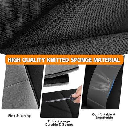 Truck Seat Cover Compatible with 1961-1987 Chevy C10/20 & K10/20 Bench Seat, Heavy Duty Knitted Fabric with Sponge - color: black and charcoal