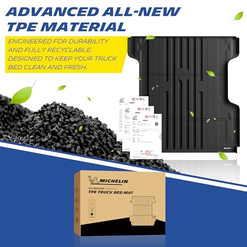 MICHELIN Truck Bed Mat for 2004-2026 Nissan Titan - 5.5 FT / 67.3" Short Bed (Won't Fit Equipped Truck Bed Storage), All-Weather Truck Bed Liner, Custom Fit, Durable TPE Bedliner, Non-Slip - size: 3) Titan | 04-26 | 5.5 FT