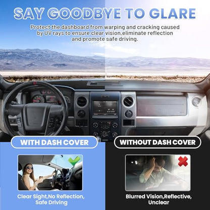 Sunsdrew Dash Cover for 2009-2014 Ford F150 Dashboard Cover Mat for F-150 Suede Dash Mat Accessories Sun Shade Nonslip Mesh Protector No Glare(with Light Sensor) - size: 09-14 F-150Dash Cover