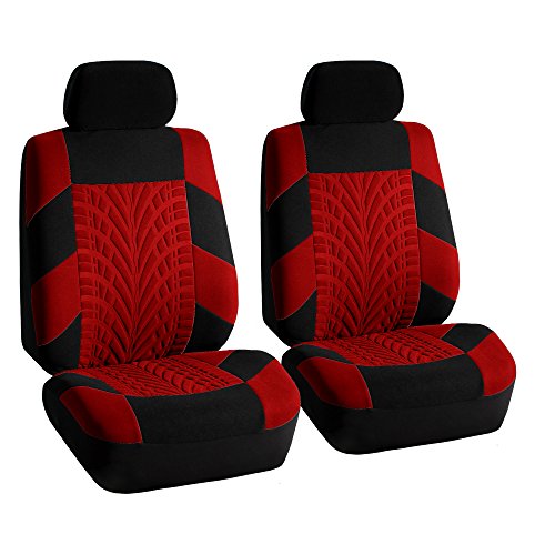 FH Group Full Set Travel Master Car Seat Covers, Airbag and Split Rear Car Seat Cover Universal Fit Interior Accessories for Cars Trucks SUV, Automotive Seat Covers, Red - color: Red, style: Full Set