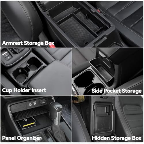 5PCS Center Console Organizer Tray for 2026 2025 2024 2023 Honda CRV Accessories, Armrest Storage Box and Drawer, Armrest Hidden Storage Box, Dashboard Organizer Tray and Cup Holder for Honda CR-V - style: fit for Honda CR-V 2023-2026