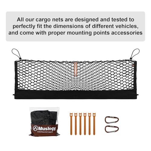 Truck Bed Cargo Net Trunk Netting Compatible with 2022-2025 2026 Jeep Grand Cherokee WL (2-Row) Accessories, Pickup Cargo Organizer SUV Sedan Storage Net w/Heavy Duty Carabiners - style: 2022+ Grand Cherokee (2-Row)