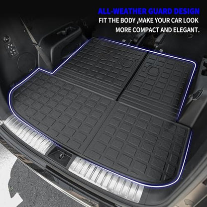 Rongtaod Cargo Mat Compatible with Hyundai Palisade 2020-2025 Trunk Mat Cargo Mat Cargo Liner All Weather Trunk Liner 2024 Palisade Accessories (Trunk Mats with Backrest Mat) - color: 20-25,Trunk Mat with Backrest Mat