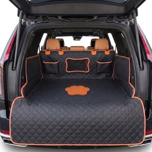 SUV Cargo Liner for Dogs, PU Leather, Dog Paw, XL | 100% Waterproof, Pet Trunk Cargo Cover, Bumper Flap Protector & Side Walls, Fit Most Large or Full-Size SUV - color: Dog Paw, size: XL