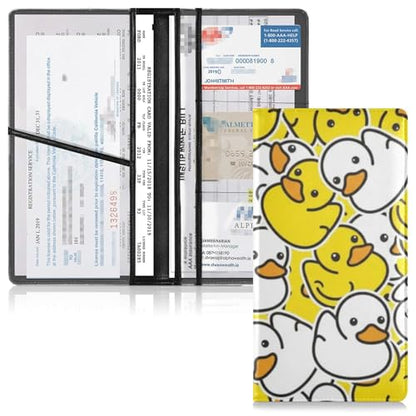 linqin Car Registration and Insurance Card Holder, Rubber Duck Yellow White Glove Box Organizer Card Document Wallet - color: Rubber Duck Yellow White