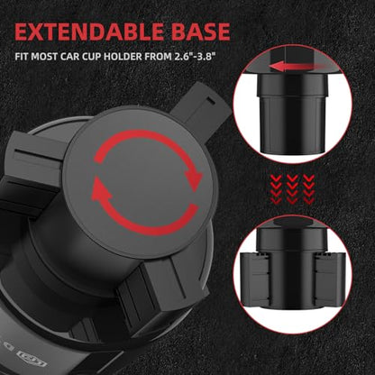 Car Cup Holder Expander, Cup Holder Extender Adapter for Car with Expandable Insert, Compatible with Yeti 20/26/30oz, Hydroflask 32/40oz, Large Water Bottles in 3.0"-4.1"