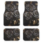 Universal Fit Car Floor Mats-Tech Cloth with Elegant Patterns, Gilded Black Roses,Anti-Slip Rubber Bottom, Front (26.8x17.3in) & Rear (13x17.3in) Set,4PCS, Water-Resistant & Simple to Clean