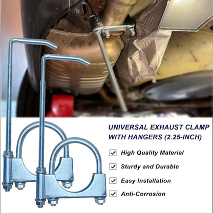 2.25" Exhaust Clamp With Hanger, Exhaust Pipe Hanger Muffler Hanger Universal for 2.25 Inch Exhaust Pipes(2 Pcs) - size: 2.25 Inch-2 PACK