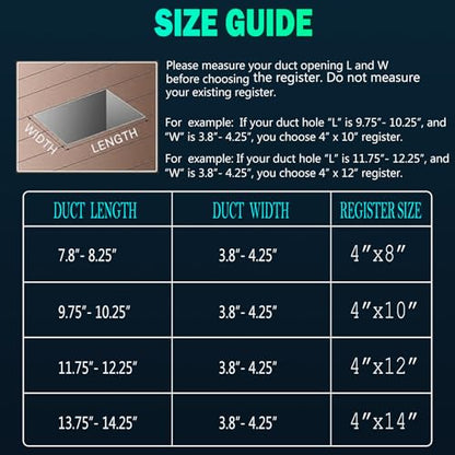 4x10 Vent Cover, Floor Vent Cover, Srews Included, Air Vents, All Steel Heavy Duty Floor Register, Easy Adjustable Air Supply Lever, or Wall Vents (4" x10" Black, 6Pack) - color: 4 x10 Black, 6Pack