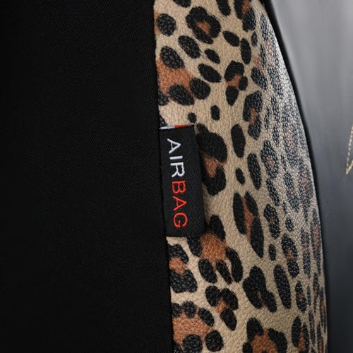 Flying Banner Butterfly car seat Covers ful Set Fashion Universal Lady Woman Female Rear Bench Split Colorized (Full Set - Faux Leather, Leopard Brown) - color: Leopard Brown Faux Leather, size: Full set