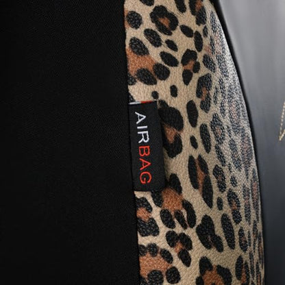 Flying Banner Butterfly car seat Covers ful Set Fashion Universal Lady Woman Female Rear Bench Split Colorized (Full Set - Faux Leather, Leopard Brown) - color: Leopard Brown Faux Leather, size: Full set