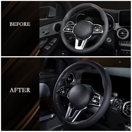 Aimato Car Steering Wheel Cover, Ultra-Thin Car Steering Wheel Cover,Comfortable & Breathable Microfiber,Universal Fit for Most Cars, Black - color: Black
