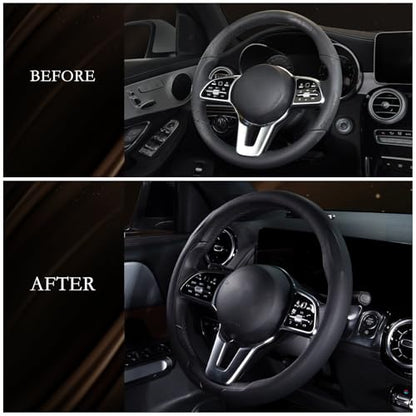 Aimato Car Steering Wheel Cover, Ultra-Thin Car Steering Wheel Cover,Comfortable & Breathable Microfiber,Universal Fit for Most Cars, Black - color: Black