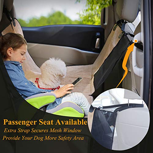 VIVAGLORY Dog Seat Cover Easyhammock Dog Hammock, Seat Cover for Car SUV & Truck, Back Backseat Split Hair Resistant Protector for Pet, Large, Heather Khaki - color: Heather Khaki, size: Large (width 56")