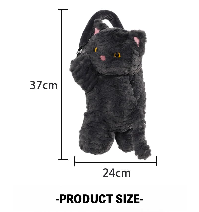 Cute Cat Car Tissue Holder Plush Kitten Paper Box for Backseat Adorable Hanging Organizer & Decor for Women Pet Lovers & Gifts (Black)