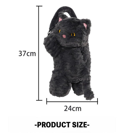 Cute Cat Car Tissue Holder Plush Kitten Paper Box for Backseat Adorable Hanging Organizer & Decor for Women Pet Lovers & Gifts (Black)