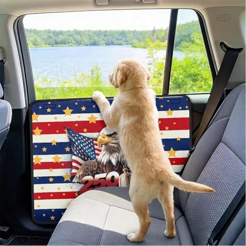 American Flag Car Door Protector for Dogs Bald Eagle Door Protector from Dog Scratching 250 Year American Anniversary Pet Vehicle Doors Guard - color: Bald Eagle American Flag