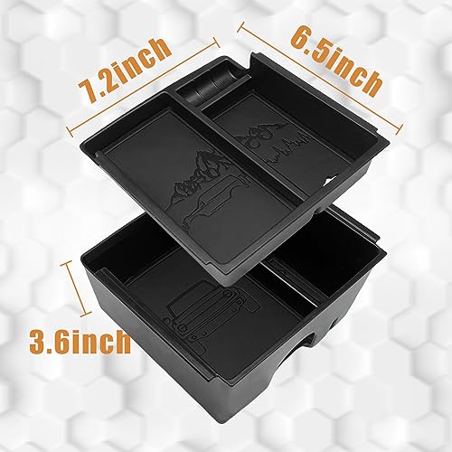 Center Console Organizer Compatible with 2021-2024 Ford Bronco(No for Sport) Accessories Bronco 2/4-Door Center Console Storage Box ABS Material with Leather Trim(V2_Black)Won't Fit 2025
