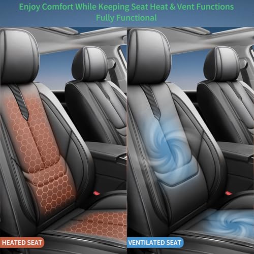 Fit Tucson Car Seat Covers for Hyundai Tucson 2010-2024 2025 2026 -Upgraded Premium Waterproof & Breathable Leather,Airbag Compatible,All-Weather Seat Cushion Protector,Full Set,Black