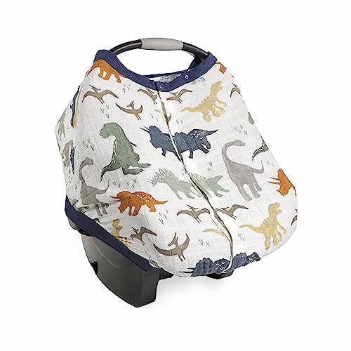 Little Unicorn Baby Car Seat Canopy | Soft & Breathable Muslin Fabric | Magnetic Closure Cover & Universal Fit | for Protection & Privacy | Nursing Cover (Dino Friends) - color: Dino Friends