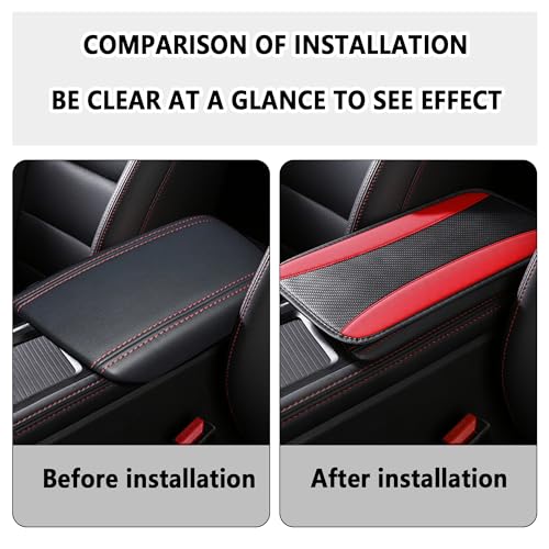 IHOTDER Stylish Car Center Console Cover,PU Leather Car Armrest Cover Prevent Scratches on Center Console,Universal Car Armrest Cushion Car Accessories Interior for Car SUV Truck (Red) - color: Red