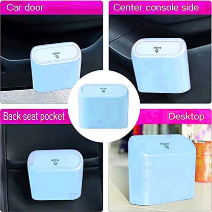 Car Trash Can, Mini Car Bin with Lid 2 Trash Bag Blue, Cute Car Accessories for Storage and Organization，Small Trash Can for car，Bedroom and Office - size: Car Trash Can - Blue with 2 Trash Bags