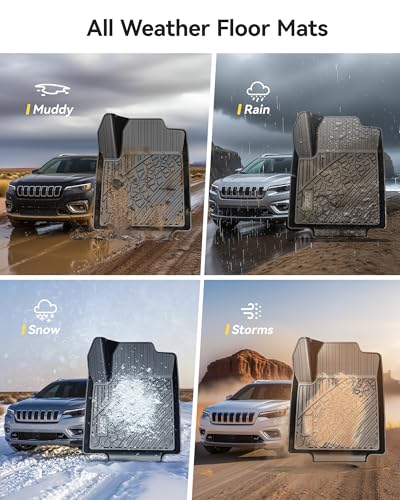 3W Floor Mats&Cargo Liner Fit for Jeep Cherokee 2015-2023, All Weather Custom Fit Trunk Liner for Jeep Cherokee, Heavy Duty Trunk Mat Behind 2rd Row Black(NOT for Grand Cherokee) - size: Jeep Cherokee 2015-2023 Floor Mat & Cargo Liner