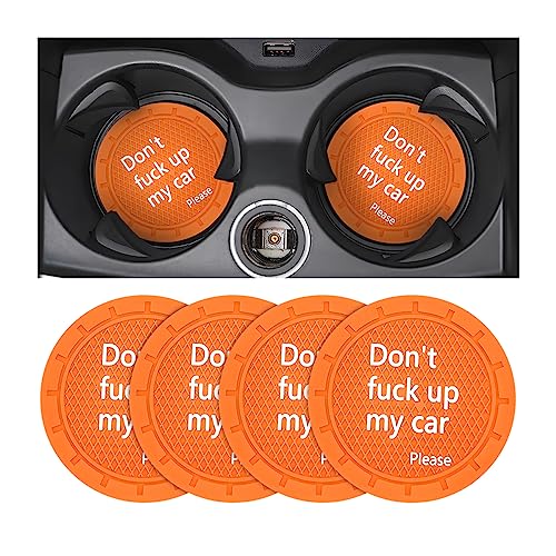 Car Cup Coaster, 4Pcs 2.75 Inch Auto Cup Holder Insert Coasters, Anti-Slip Waterproof Embedded Drink Mat, Automotive Interior Accessories for Men and Women (D Orange/4PCS) - color: D Orange/4PCS