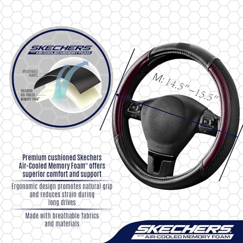 Skechers Air-Cooled Steering Wheel Cover,Leather Car Steering Wheel Cover Universal Fit 14" 1/2-15" Car Wheel Protector for Men Women Fit Suvs,Vans,Sedans,Car,Trucks,Brown - color: Brown