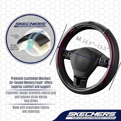 Skechers Air-Cooled Steering Wheel Cover,Leather Car Steering Wheel Cover Universal Fit 14" 1/2-15" Car Wheel Protector for Men Women Fit Suvs,Vans,Sedans,Car,Trucks,Brown - color: Brown