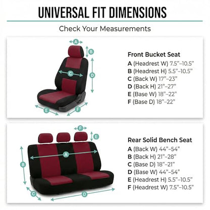 FH Group FB050102 Flat Cloth Seat Covers (Burgundy) Front Set – Universal Fit for Cars Trucks & SUVs - color: Burgundy, style: Seat Cover Front Set
