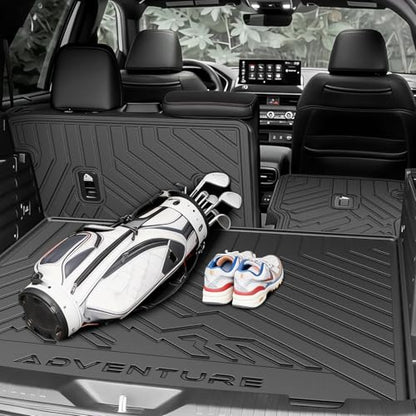 KUST Trunk Cargo Mat for Honda Passport 2026, Rear Trunk Liner with Seat Back Protector for Passport Accessories TPE Rubber High Edge - style: Passport 2026 │ Trunk + Backrest Mat