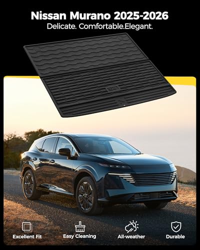 3W Cargo Liner for Nissan Murano 2025 2026, Custom Fit All Weather TPE Non-Slip Heavy Duty Trunk Mat for Murano, Black - size: 7.Murano|25|Cargo Liner