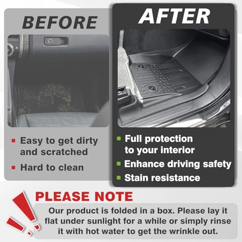 TripleAliners for Tacoma 2024 2025 2026 | Floor Mats First Row ONLY | for Double Cab & Access Cab All Weather Liners Compatible with 2024+ Toyota Tacoma Accessories (Fit Auto Trans), 2PC - size: Tacoma | Auto Trans | 2024+