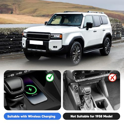 Silicone Center Console Gear Shift Panel Cover for 2024-2026 Toyota Land Cruiser 250 Prado LC250, Silicone Storage Box and Cup Holder Insert Tray, No Affect Wireless Charging(Not for 1958) - size: Land Cruiser 250 2024-2026