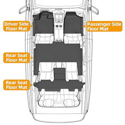 Floor Mats for Chrysler Town & Country 2008-2016, Floor Mats for Dodge Grand Caravan 2008-2021, Town & Country Floor Mat(ONLY Stow'n Go), TPE Non-Slip Summer Winter, 1st & 2nd & 3rd Row - style: 2)2008-2016|Town & Country/2008-2021|Grand Caravan|Front&Rea