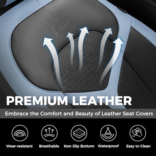 Car Seat Covers Front Seat, Universal Seat Cover 2 Seats, Automotive Seat Covers with Mesh Leather, Waterproof Car Seat Protector, Breathable Car Seat Cushion for Most Car SUV Truck Blue - color: Blue, size: Frontpair