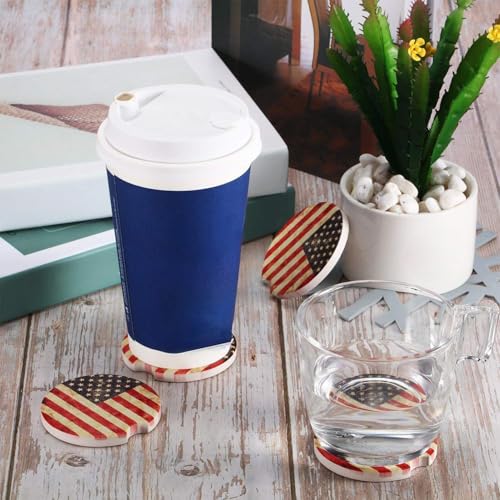 Boao 8 Packs USA Flag Car Cup Coasters Ceramic Car Coasters 2.56 Inch Stone Cupholder Absorbent Coaster Set for Drinks Cup(Red)