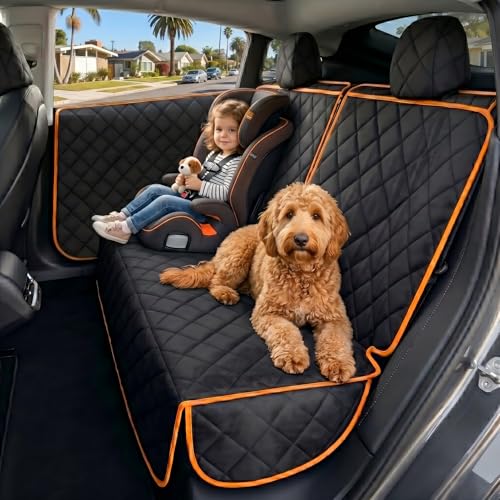 Back Seat Cover for Tesla Model Y/3 with 2 PCS Door Protector Easy to Install Rear Seat Protector for Kids/Dogs Protects Car Seat from Messes No Chemical Smell Bench Seat Cover for Model Y/3 - size: Bench Style