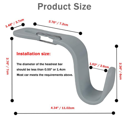 4-Pack 360° Rotating Car Seat Headrest Hook 4 Pack Hanger Universal Vehicle Car Storage Organizer for Handbag Purse Coat with Clip Gray - color: Gray