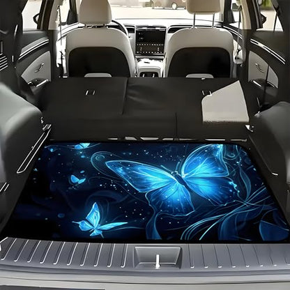 Universal Car Trunk Mat, All Weather Trunk Protection Cargo Liner, Stylish Vehicle Interior Accessories, Durable Cargo Mat Rear Trunk Line Suitable for Most Car (Blue Butterfly Print, 29" x 39") - color: Blue Butterfly Print